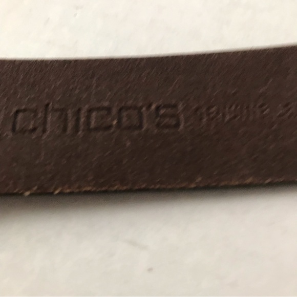 CHICOS Adjustable Belt Genuine Leather Taupe with Bronze Buckle 26-41 inches - Picture 8 of 15